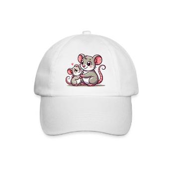 Loving Mouse Parent with Child - Baseball Cap - white/white - Front