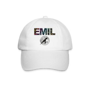 EMIL - Beautiful boy name with dinosaur - Baseball Cap - white/white - Front