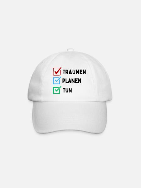 Dream Plan Do Checkliste Design Schwarz Weiss - Baseballkappe - Weiß/Weiß