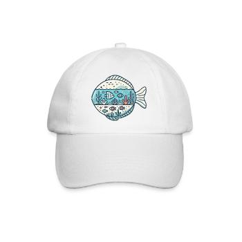 Fisch - Baseballkappe - Weiß/Weiß - Vorne