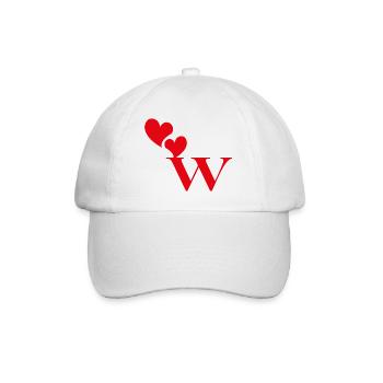 Buchstabe w Rotes Herz - Baseballkappe - Weiß/Weiß - Vorne