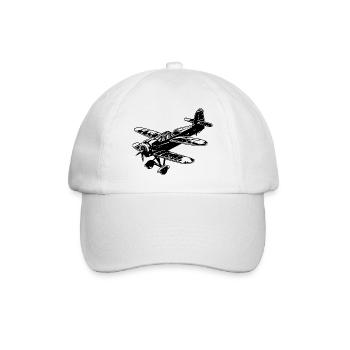 Propeller Flugzeug Grafik - Baseballkappe - Weiß/Weiß - Vorne