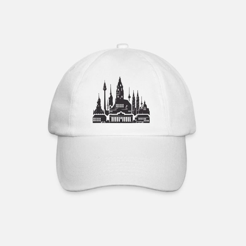 Leipzig Skyline - Baseballkappe - Weiß/Weiß