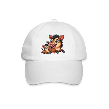 Wild boar mother and child frolicking - Baseball Cap - white/white - Front