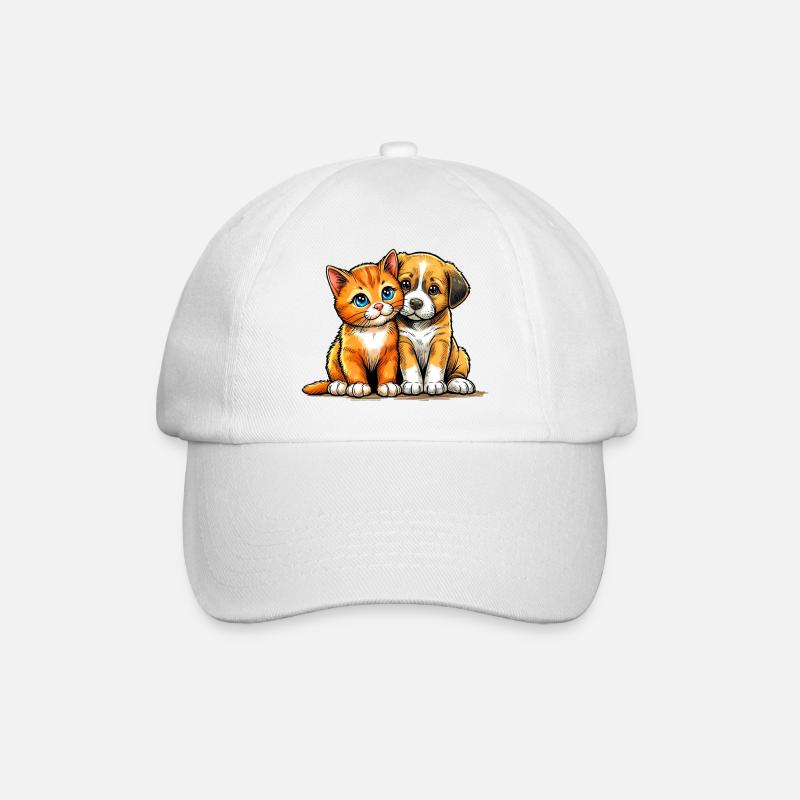 Hund und Katze - Baseballkappe - Weiß/Weiß