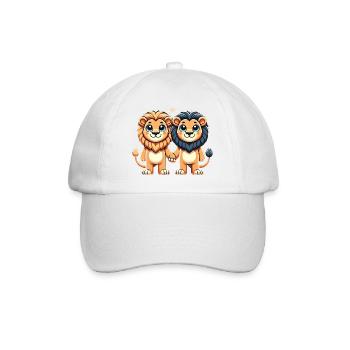 Two Cute Lion Friends Holding Hands - Baseballkappe - Weiß/Weiß - Vorne