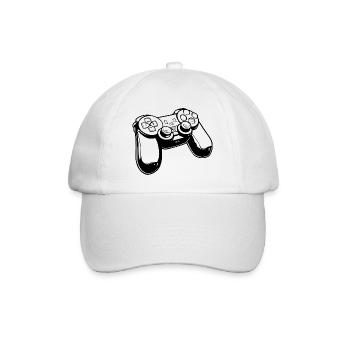 Gaming Controller Drawing - Baseball Cap - white/white - Front