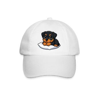 Süßer Rottweiler Cartoon entspannt kuschelig - Baseballkappe - Weiß/Weiß - Vorne