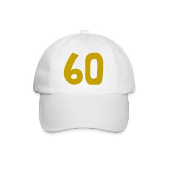 60. 60 JAHRE. 60-JÄHRIGES JUBILÄUM. 60. GEBURTSTAG. - Baseballkappe - Weiß/Weiß - Vorne