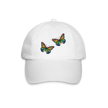 Conception de papillons en mosaïque colorée - Casquette classique - blanc/blanc - Devant