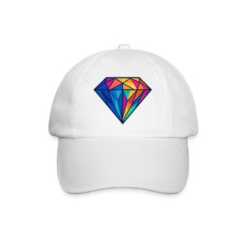 Geometrischer Diamant | Bunt / Regenbogen Design - Baseballkappe - Weiß/Weiß - Vorne