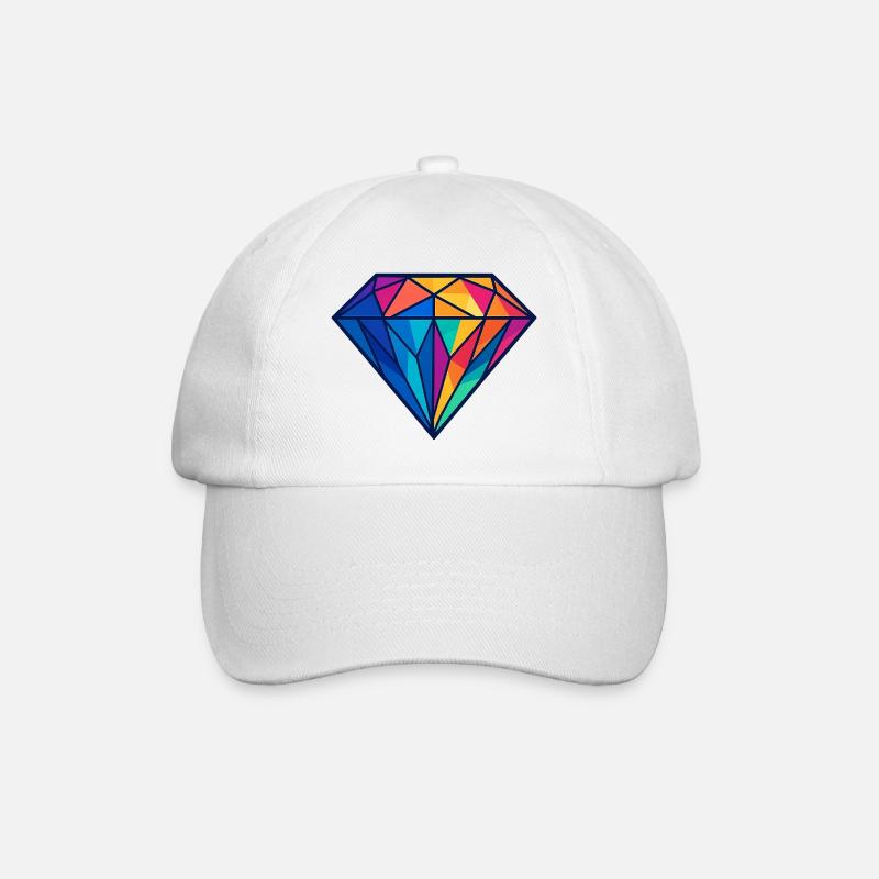 Diamant géométrique | Design coloré/arc-en-ciel - Casquette classique - blanc/blanc