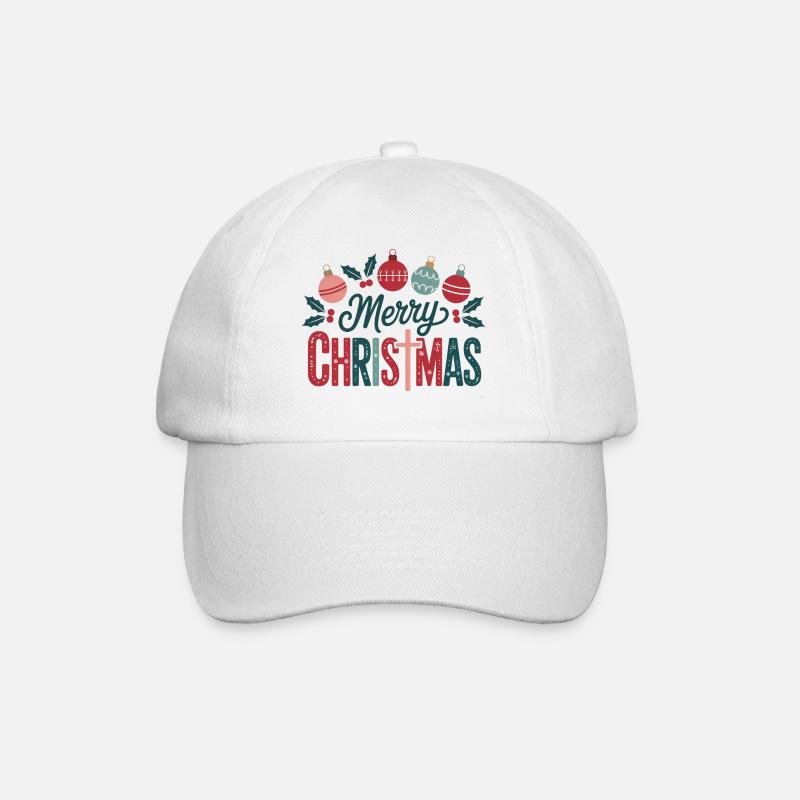 Merry Christmas Ornament Graphics - Baseball Cap - white/white