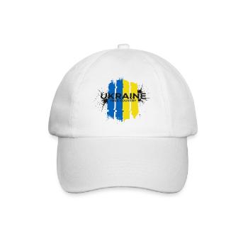 Ukraine Free Country Flag Art - Baseball Cap - white/white - Front