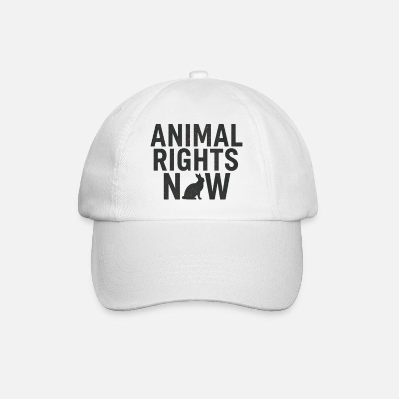 Animal Rights Now Statement Typography - Baseball Cap - white/white