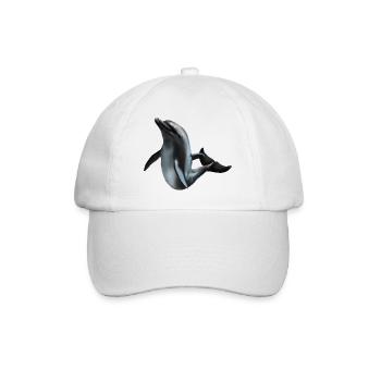 Delfin im Nachtlicht Silhouettenkunst - Baseballkappe - Weiß/Weiß - Vorne