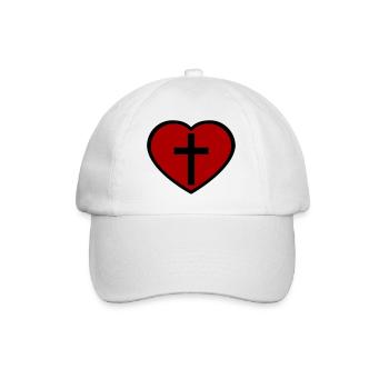 Cross and heart - Baseball Cap - white/white - Front
