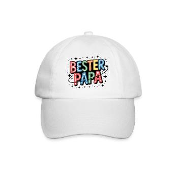 Bester Papa Neon Farbiges Design - Baseballkappe - Weiß/Weiß - Vorne