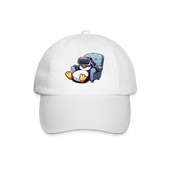 Pinguin Virtual Reality Gamer Zocker Chillen - Baseballkappe - Weiß/Weiß - Vorne