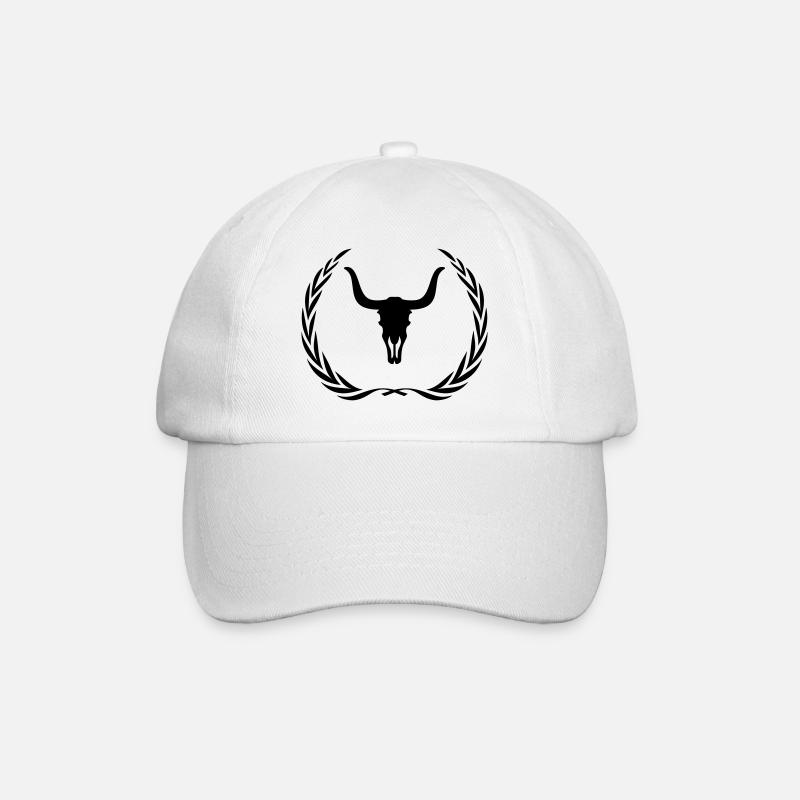 Bull Skeleton Wreath - Baseball Cap - white/white