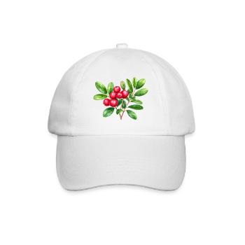 Preiselbeere – botanisches Aquarell - Baseballkappe - Weiß/Weiß - Vorne