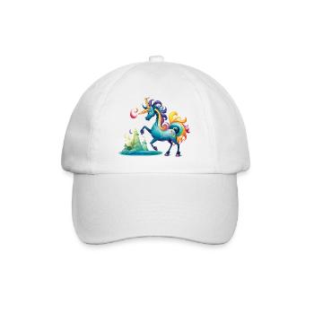 Licorne fabuleuse dans le pays arc-en-ciel - Casquette classique - blanc/blanc - Devant