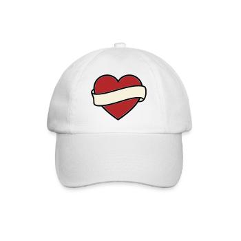 Tattoo Heart Banner Scroll Vector - Baseball Cap - white/white - Front