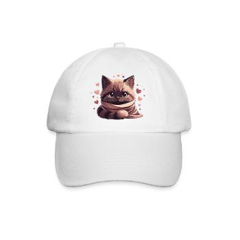 Chaton cosy entouré d'une écharpe - Casquette classique - blanc/blanc - Devant