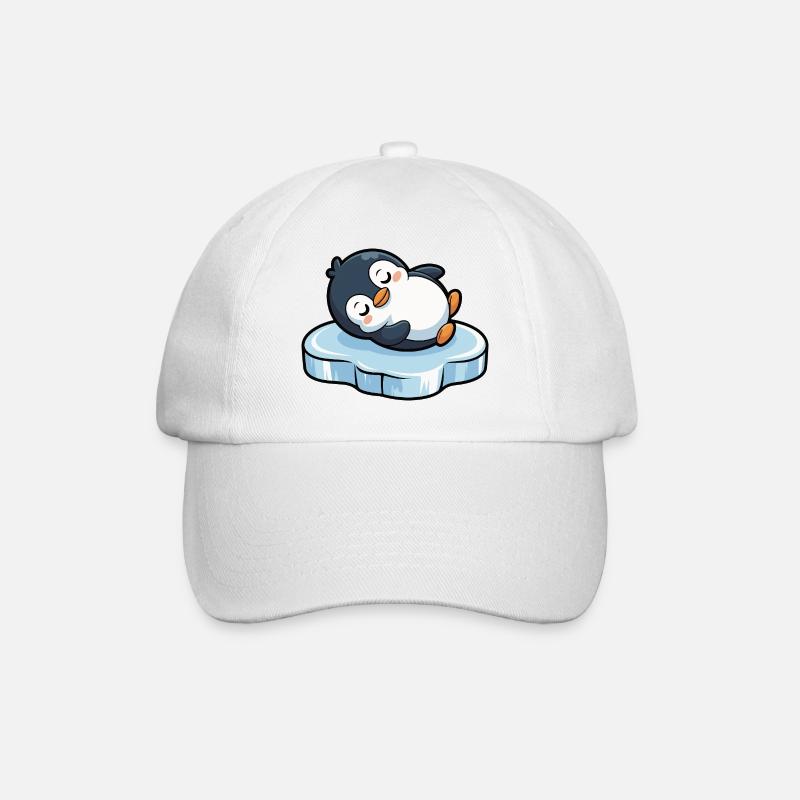 Schlafender Pinguin auf Eis - Baseballkappe - Weiß/Weiß