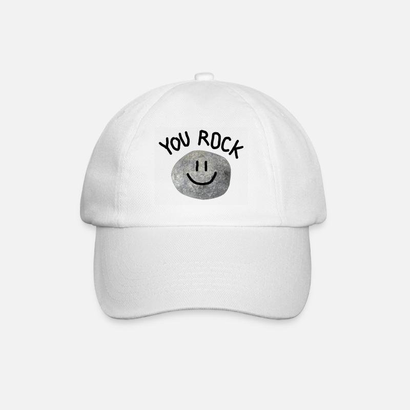 You Rock Minimal Wortspiel Statement Smile Stein - Baseballkappe - Weiß/Weiß