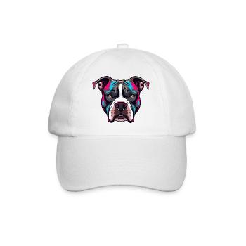 Neon Pitbull Porträt - Baseballkappe - Weiß/Weiß - Vorne