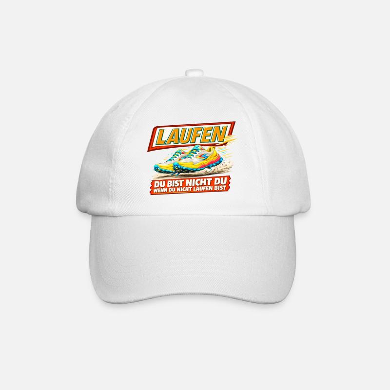 Laufen - Du bist nur Du wenn Du läufst - Baseballkappe - Weiß/Weiß