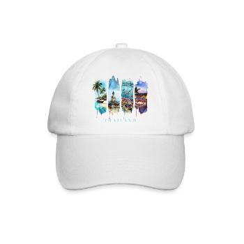 Thailand Vacation Travel – Longtail Boat & Buddha - Baseball Cap - white/white - Front