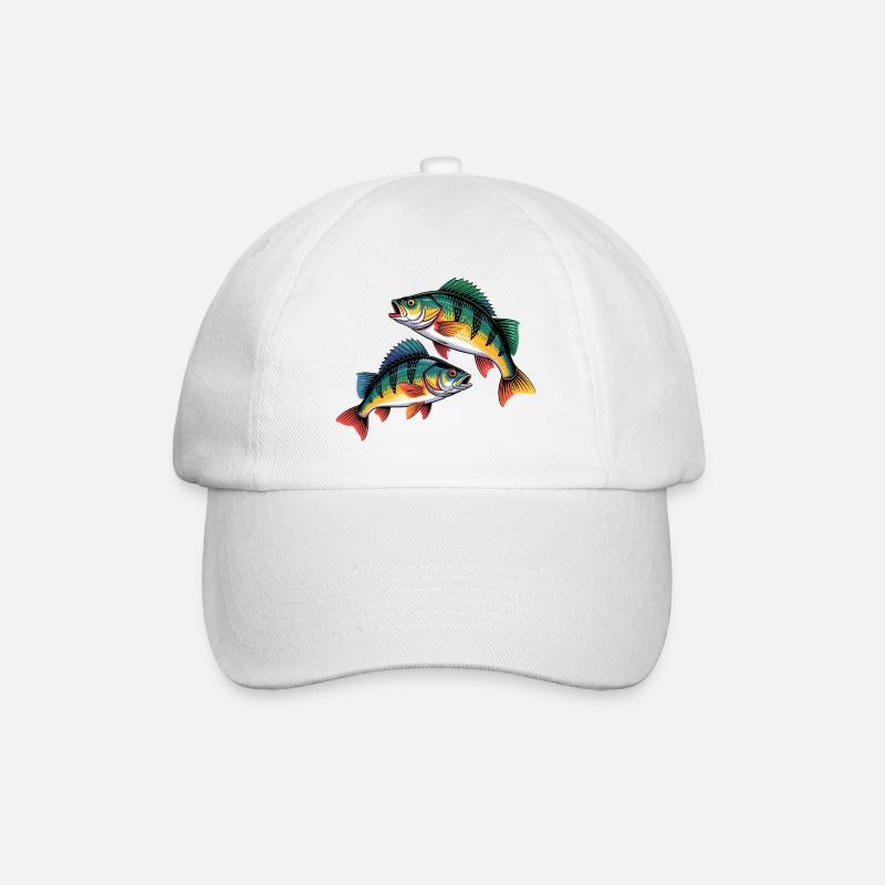 Zwei Barsche - Baseballkappe - Weiß/Weiß