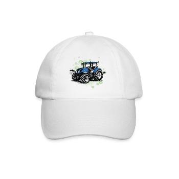 Blauer Traktor – Vintage Halftone Trekker - Baseballkappe - Weiß/Weiß - Vorne