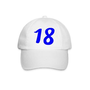 18. 18 YEARS OLD. 18th ANNIVERSARY. 18 BIRTHDAY. - Baseball Cap - white/white - Front