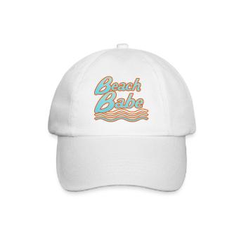 Beach Babe Neon Waves Typografie - Baseballkappe - Weiß/Weiß - Vorne