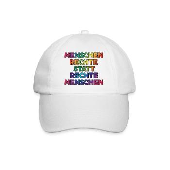 Cooles Regenbogen Motiv gegen Rechts & Fans - Baseballkappe - Weiß/Weiß - Vorne
