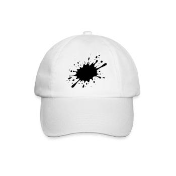 T-Shirt with black splash - black splash - Baseball Cap - white/white - Front
