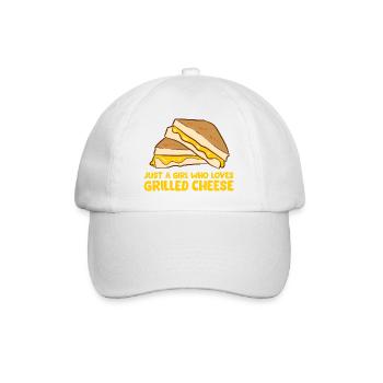 Gegrilltes Käsemädchen-Zitat-Tee - Baseballkappe - Weiß/Weiß - Vorne