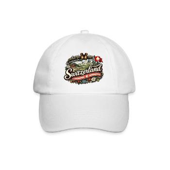 Vintage-Schweizer Alpen-Charme - Baseballkappe - Weiß/Weiß - Vorne