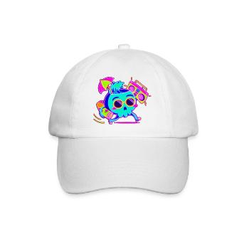 Neon-Skelett mit retro-Party-Vibes - Baseballkappe - Weiß/Weiß - Vorne