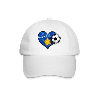 Flag football du Kosovo avec le cœur utilisé - Casquette classique - blanc/blanc - Devant