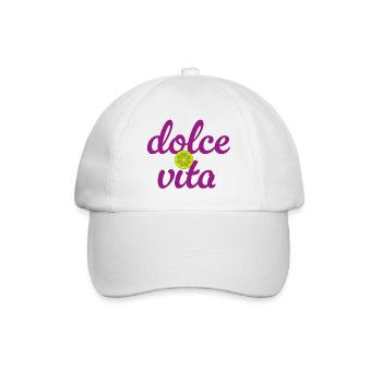 Dolce Vita Limette Quote Italien Lebensfreude Fun - Baseballkappe - Weiß/Weiß - Vorne