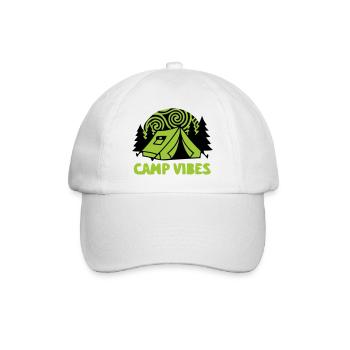 Zelt Camp Vibes Logo - Baseballkappe - Weiß/Weiß - Vorne