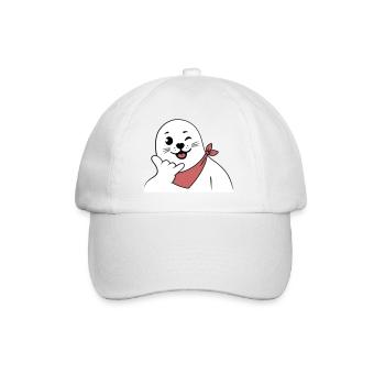 Winking Seal Wearing a Bandana Throwing Shaka Sign - Baseball Cap - white/white - Front