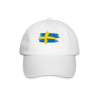 Schweden – Blau Gelb Landkarte Brush Design - Baseballkappe - Weiß/Weiß - Vorne