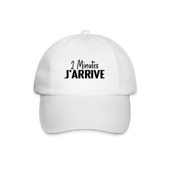2 Minutes J'arrive - 2 Min J'arrive - drôle - Casquette classique - blanc/blanc - Devant