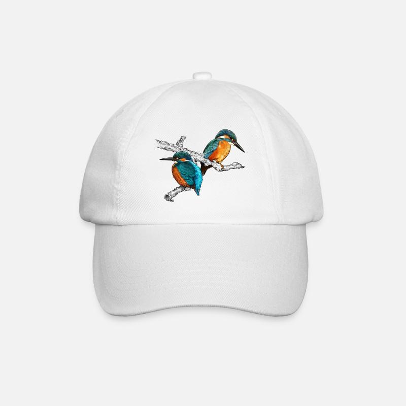 zwei Eisvögel - Baseballkappe - Weiß/Weiß