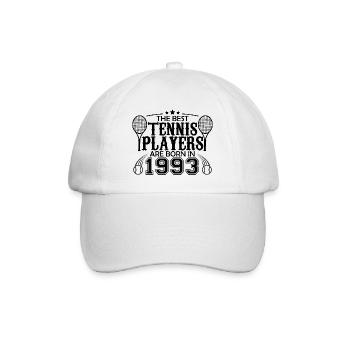1993 Tennisspieler Geschenk Tennisspieler 1993 - Baseballkappe - Weiß/Weiß - Vorne
